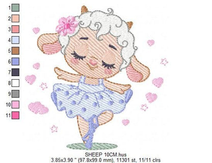 Ballerina Sheep embroidery design - Lamb Ballerina embroidery designs machine embroidery pattern - baby girl embroidery file - pes download