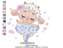 Load image into Gallery viewer, Ballerina Sheep embroidery design - Lamb Ballerina embroidery designs machine embroidery pattern - baby girl embroidery file - pes download
