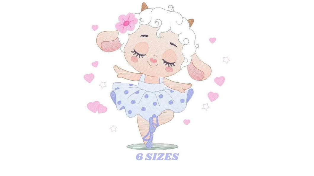 Ballerina Sheep embroidery design - Lamb Ballerina embroidery designs machine embroidery pattern - baby girl embroidery file - pes download