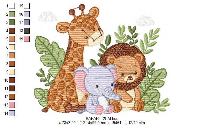 Safari embroidery designs - Animals embroidery design machine embroidery pattern - Elephant embroidery file - Giraffe embroidery Lion design Marcia Embroidery