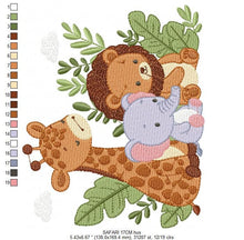 Load image into Gallery viewer, Safari embroidery designs - Animals embroidery design machine embroidery pattern - Elephant embroidery file - Giraffe embroidery Lion design
