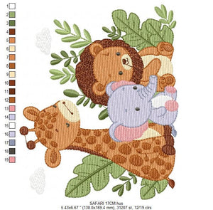 Safari embroidery designs - Animals embroidery design machine embroidery pattern - Elephant embroidery file - Giraffe embroidery Lion design