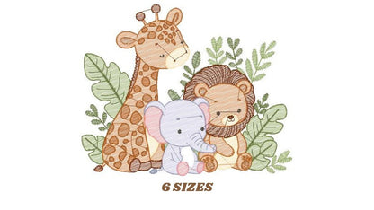 Safari embroidery designs - Animals embroidery design machine embroidery pattern - Elephant embroidery file - Giraffe embroidery Lion design Marcia Embroidery