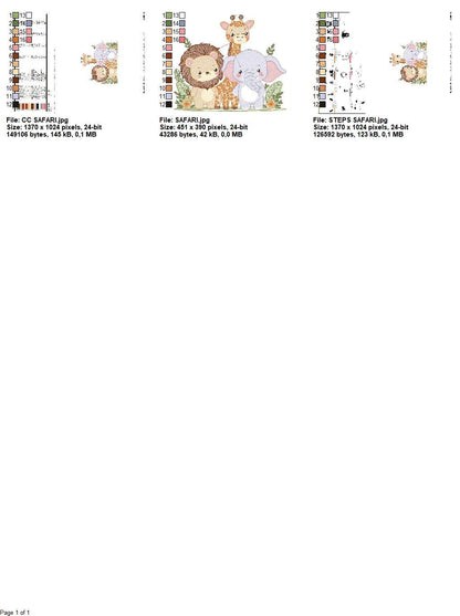 Safari wild animals embroidery designs - Elephant Giraffe and Lion machine embroidery pattern - Baby boy file - Instant digital download pes - Marcia Embroidery