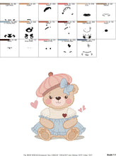 Load image into Gallery viewer, Female Bear embroidery designs - Baby girl embroidery design machine embroidery pattern - Bear with lace and dress embroidery file pes jef
