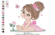 Carica l&#39;immagine nel visualizzatore di Gallery, Baby girl embroidery designs - Princess embroidery design machine embroidery pattern - girl with flower embroidery file - Beauty pageant pes
