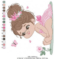 Laden Sie das Bild in den Galerie-Viewer, Baby girl embroidery designs - Princess embroidery design machine embroidery pattern - girl with flower embroidery file - Beauty pageant pes
