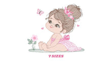 Load image into Gallery viewer, Baby girl embroidery designs - Princess embroidery design machine embroidery pattern - girl with flower embroidery file - Beauty pageant pes
