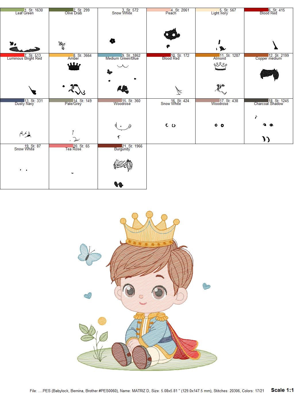 Prince embroidery designs - King embroidery design machine embroidery pattern - Baby boy embroidery file - Fairytale digital download pes