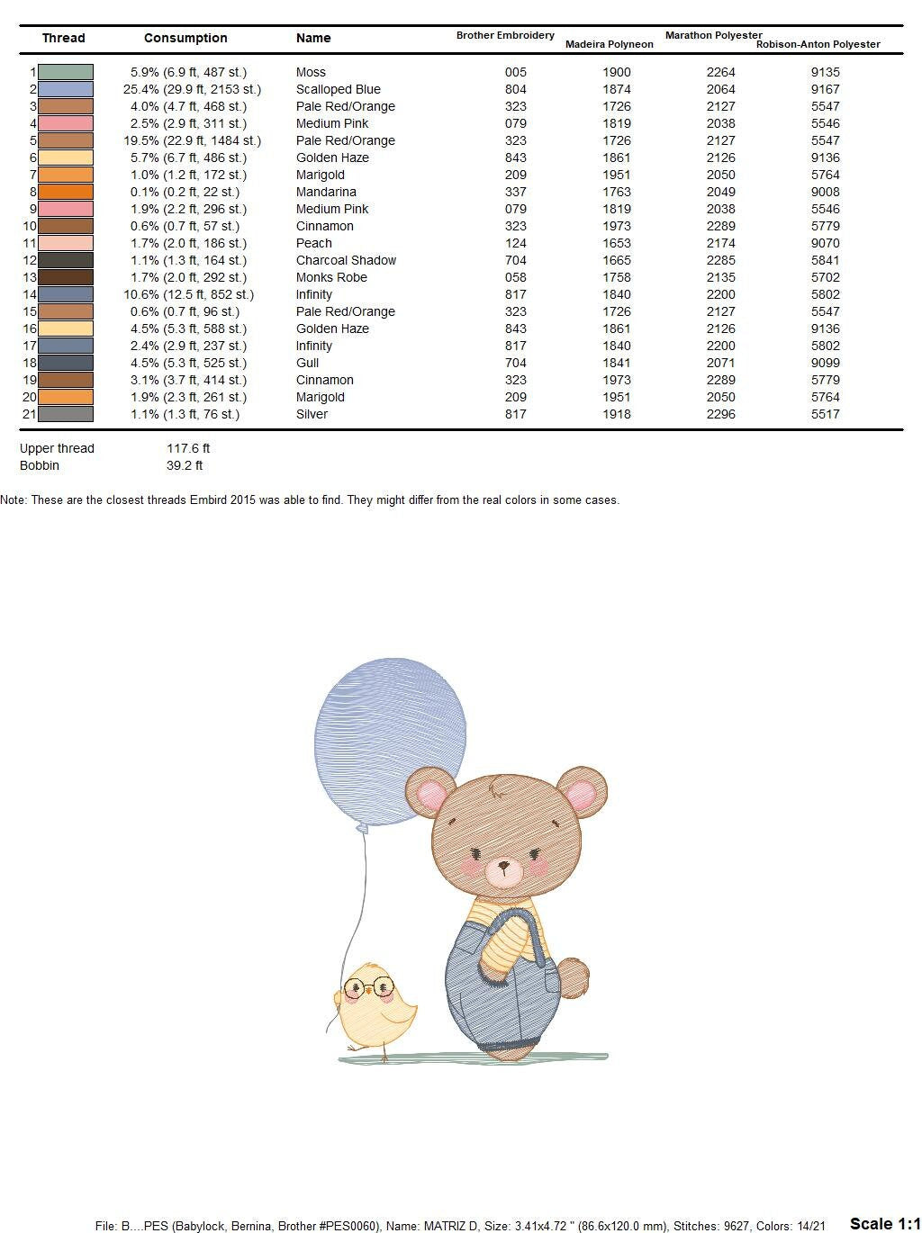 Balloon embroidery designs - Bear with balloons embroidery design machine embroidery pattern - Birthday embroidery file - instant download Marcia Embroidery