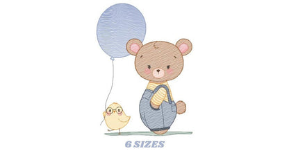 Balloon embroidery designs - Bear with balloons embroidery design machine embroidery pattern - Birthday embroidery file - instant download Marcia Embroidery