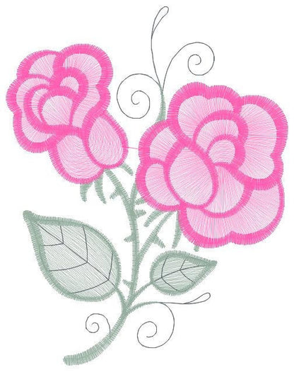 Roses embroidery designs - Flower machine embroidery pattern - Rose embroidery file - Flowers for Kitchen towels - Instant download pes jef