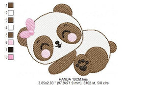 Sleeping Panda embroidery design - Female Animal embroidery designs machine embroidery pattern - Baby girl embroidery file  instant download