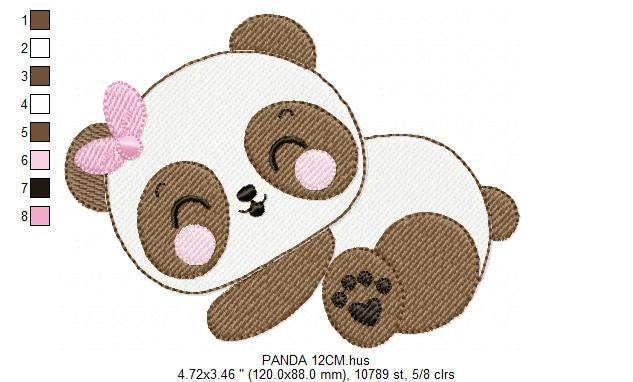 Sleeping Panda embroidery design - Female Animal embroidery designs machine embroidery pattern - Baby girl embroidery file  instant download Marcia Embroidery