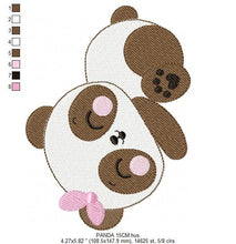 Charger l&#39;image dans la galerie, Sleeping Panda embroidery design - Female Animal embroidery designs machine embroidery pattern - Baby girl embroidery file  instant download
