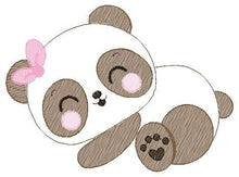 Charger l&#39;image dans la galerie, Sleeping Panda embroidery design - Female Animal embroidery designs machine embroidery pattern - Baby girl embroidery file  instant download
