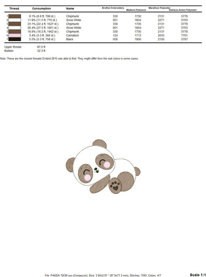 Sleeeping Panda embroidery design - Animal embroidery designs machine embroidery pattern - Baby boy embroidery file - instant download jef Marcia Embroidery
