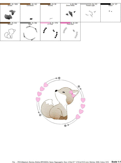 Fox embroidery designs - Red Fox embroidery design machine embroidery pattern - Animal embroidery file - Baby boy design pes jef vp3 frame Marcia Embroidery
