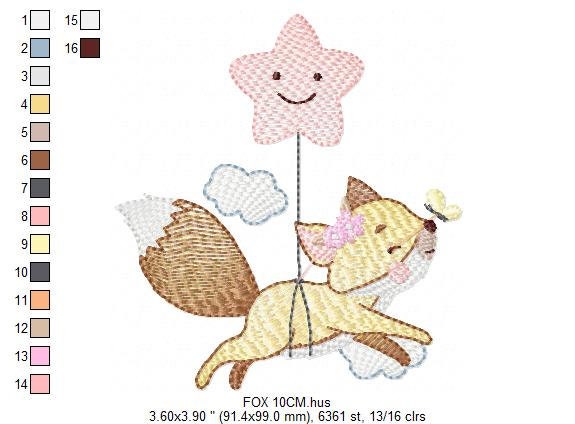 Fox embroidery designs - Hot air balloon embroidery design machine embroidery pattern - Animal embroidery file - woodland animals download Marcia Embroidery