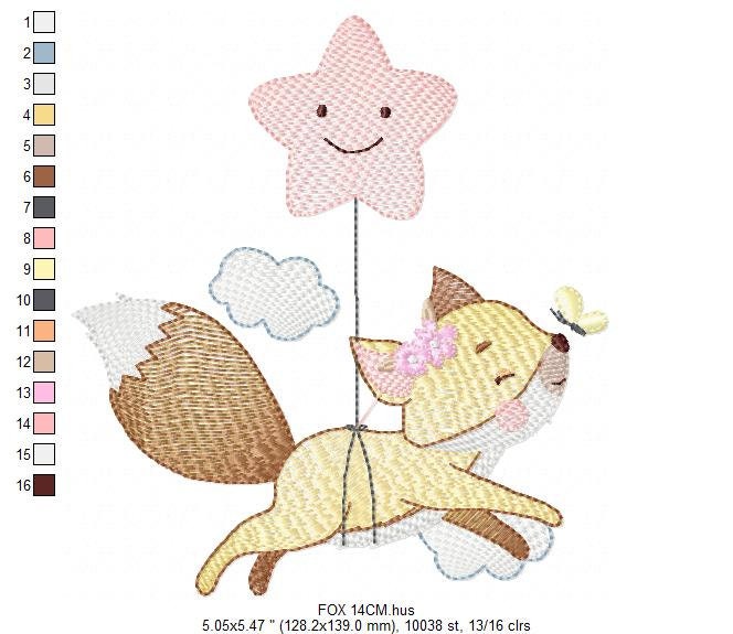 Fox embroidery designs - Hot air balloon embroidery design machine embroidery pattern - Animal embroidery file - woodland animals download Marcia Embroidery