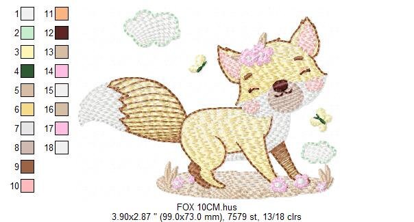 Fox embroidery designs - Woodland animal embroidery design machine embroidery pattern - Baby girl embroidery file - instant download pes jef Marcia Embroidery