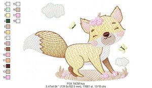 Fox embroidery designs - Woodland animal embroidery design machine embroidery pattern - Baby girl embroidery file - instant download pes jef