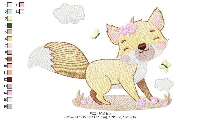 Fox embroidery designs - Woodland animal embroidery design machine embroidery pattern - Baby girl embroidery file - instant download pes jef Marcia Embroidery