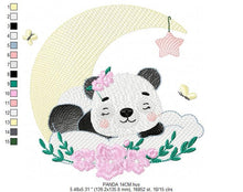 Load image into Gallery viewer, Sleeping Panda embroidery design - Animal embroidery designs machine embroidery pattern - Baby girl embroidery file - Moon embroidery design
