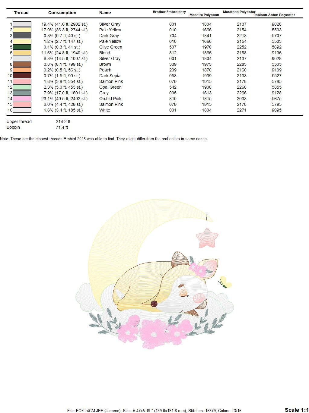 Fox embroidery designs - Woodland animal moon embroidery design machine embroidery pattern - Baby girl embroidery file - instant download Marcia Embroidery