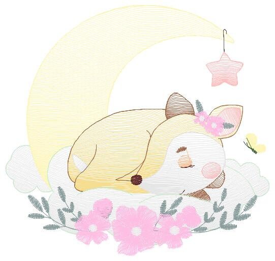 Fox embroidery designs - Woodland animal moon embroidery design machine embroidery pattern - Baby girl embroidery file - instant download Marcia Embroidery
