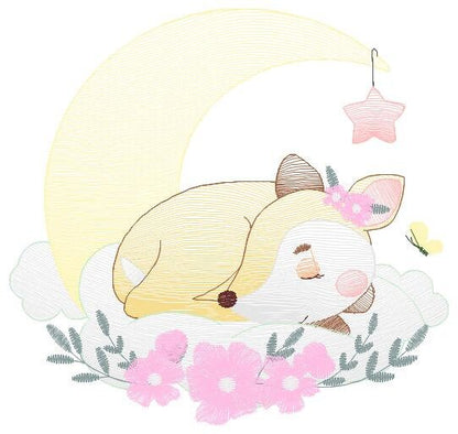 Fox embroidery designs - Woodland animal moon embroidery design machine embroidery pattern - Baby girl embroidery file - instant download Marcia Embroidery
