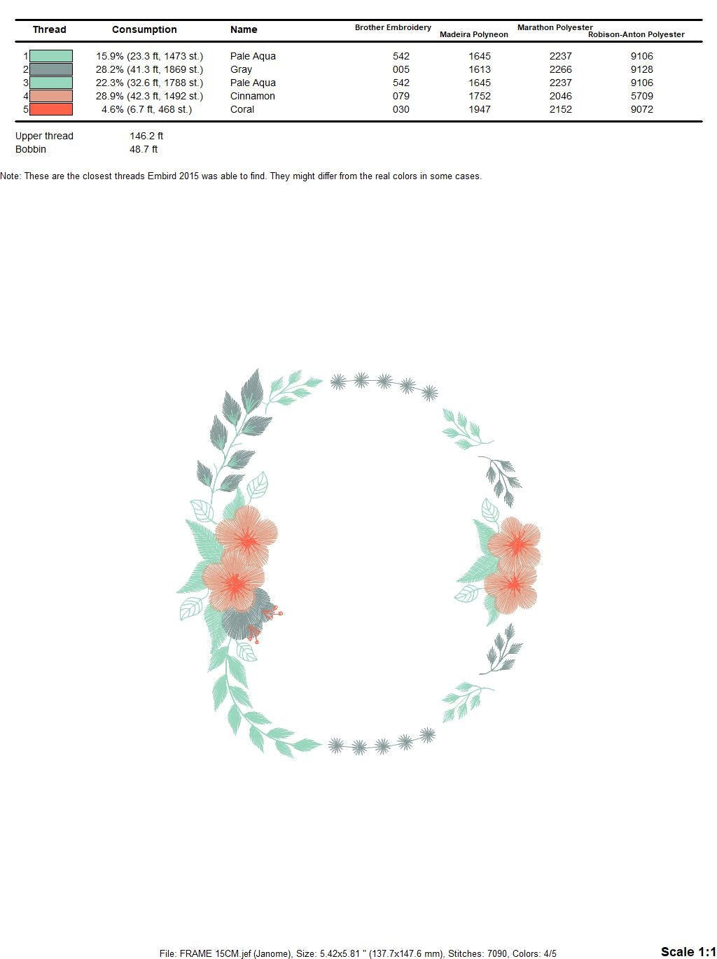 Monogram Frame embroidery designs - Floral Laurel Flower machine embroidery pattern - Rose wreath file - Instant download Marcia Embroidery