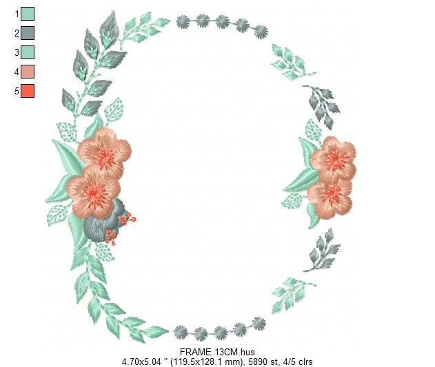 Monogram Frame embroidery designs - Floral Laurel Flower machine embroidery pattern - Rose wreath file - Instant download Marcia Embroidery