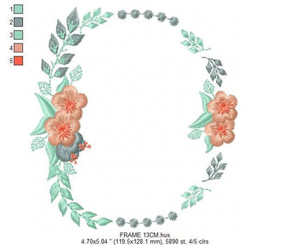 Monogram Frame embroidery designs - Floral Laurel Flower machine embroidery pattern - Rose wreath file - Instant download Marcia Embroidery