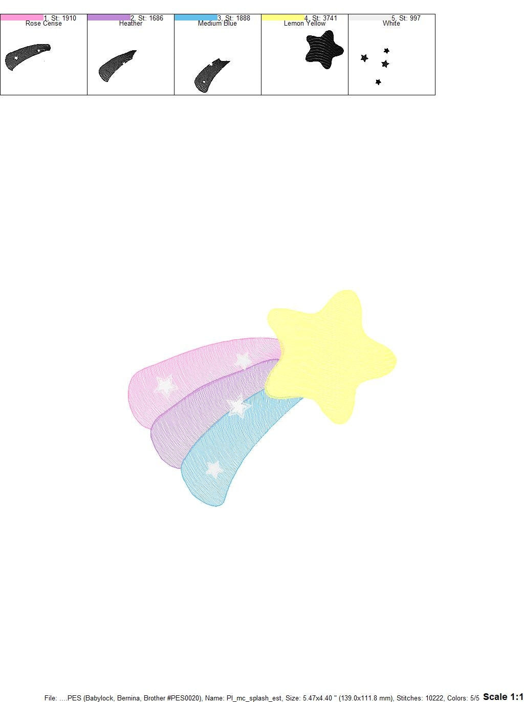 Falling Star embroidery designs - Star with Rainbow embroidery design machine embroidery pattern - Baby girl embroidery file - pes download Marcia Embroidery