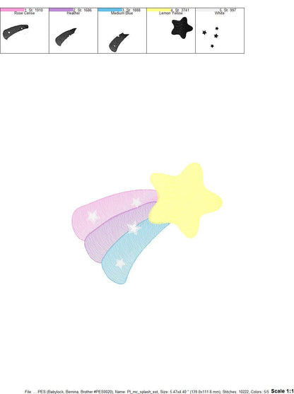 Falling Star embroidery designs - Star with Rainbow embroidery design machine embroidery pattern - Baby girl embroidery file - pes download Marcia Embroidery