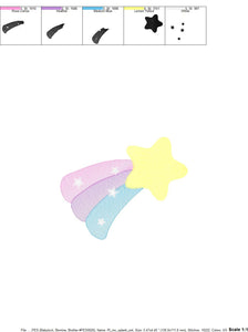 Falling Star embroidery designs - Star with Rainbow embroidery design machine embroidery pattern - Baby girl embroidery file - pes download