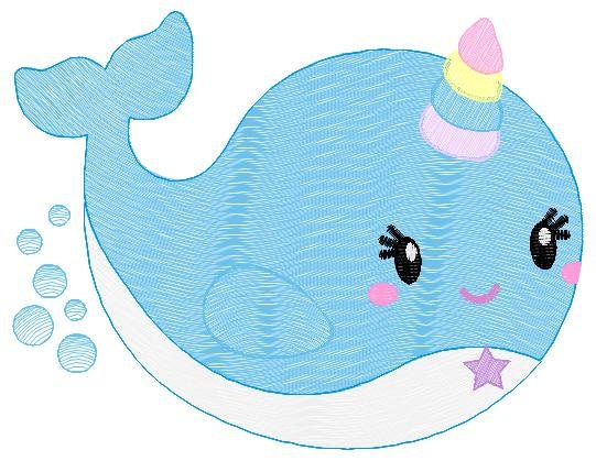 Unicorn Whale embroidery designs - Unicorn embroidery design machine embroidery pattern - Ocean embroidery file - sea animal embroidery pes Marcia Embroidery