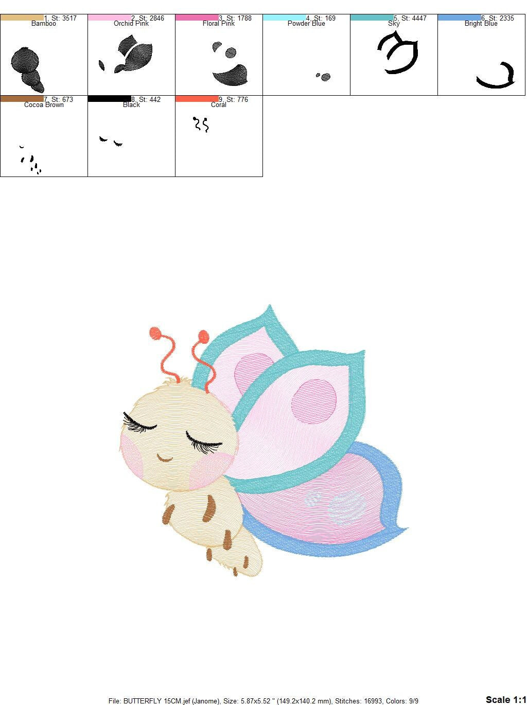 Butterfly embroidery design - Baby girl embroidery designs machine embroidery pattern - Garden animal embroidery file - instant download pes - Marcia Embroidery