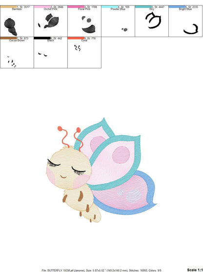 Butterfly embroidery design - Baby girl embroidery designs machine embroidery pattern - Garden animal embroidery file - instant download pes - Marcia Embroidery