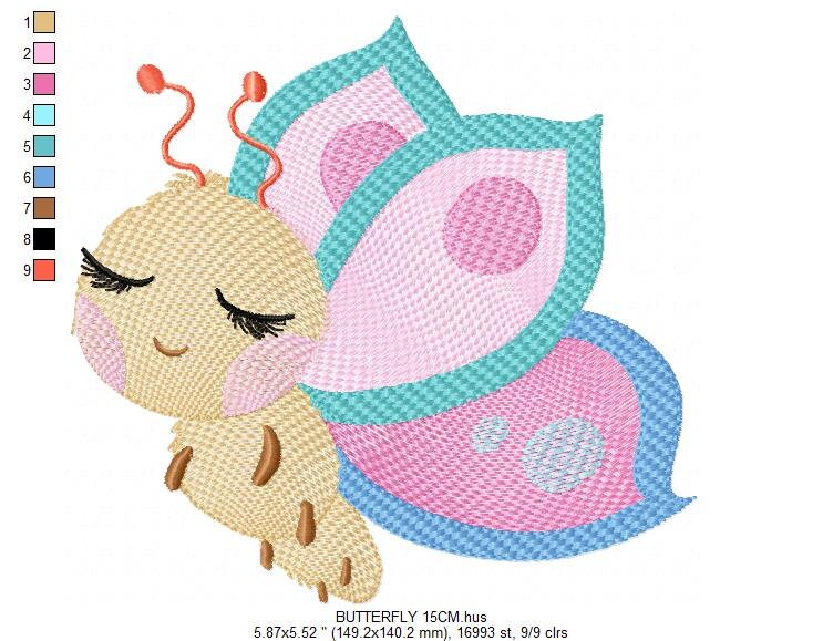 Butterfly embroidery design - Baby girl embroidery designs machine embroidery pattern - Garden animal embroidery file - instant download pes - Marcia Embroidery