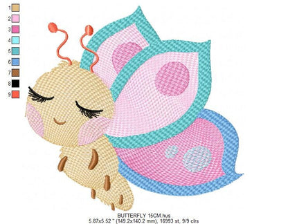Butterfly embroidery design - Baby girl embroidery designs machine embroidery pattern - Garden animal embroidery file - instant download pes - Marcia Embroidery