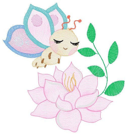 Butterfly embroidery design - Delicate Flower embroidery designs machine embroidery pattern - Towel embroidery file - instant download jef Marcia Embroidery