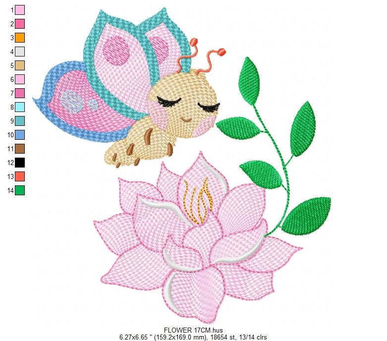 Butterfly embroidery design - Delicate Flower embroidery designs machine embroidery pattern - Towel embroidery file - instant download jef Marcia Embroidery