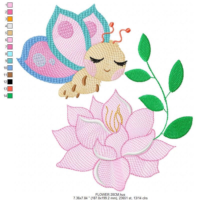 Butterfly embroidery design - Delicate Flower embroidery designs machine embroidery pattern - Towel embroidery file - instant download jef Marcia Embroidery