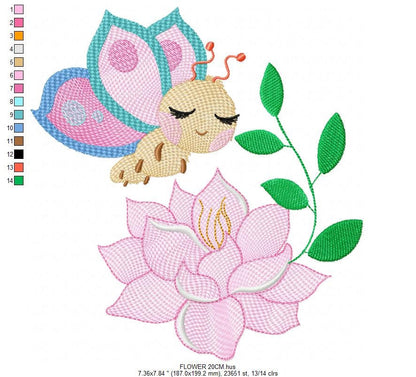 Butterfly embroidery design - Delicate Flower embroidery designs machine embroidery pattern - Towel embroidery file - instant download jef Marcia Embroidery