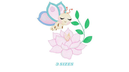 Butterfly embroidery design - Delicate Flower embroidery designs machine embroidery pattern - Towel embroidery file - instant download jef Marcia Embroidery