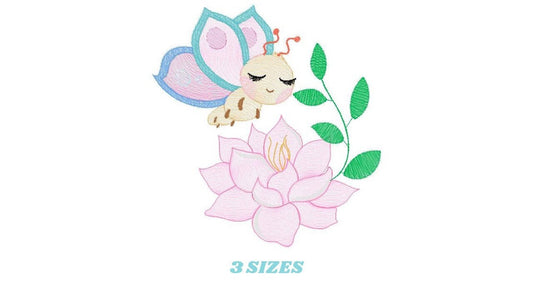 Butterfly embroidery design - Delicate Flower embroidery designs machine embroidery pattern - Towel embroidery file - instant download jef Marcia Embroidery
