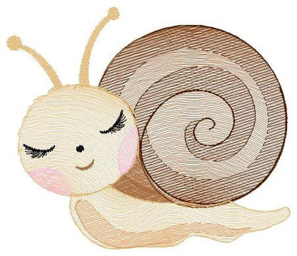 Snail embroidery design - Insect Animal machine embroidery pattern - Slug Garden Bug - Baby girl and boy file - Instant digital download pes