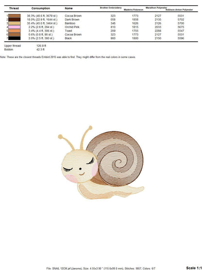Snail embroidery design - Insect Animal machine embroidery pattern - Slug Garden Bug - Baby girl and boy file - Instant digital download pes